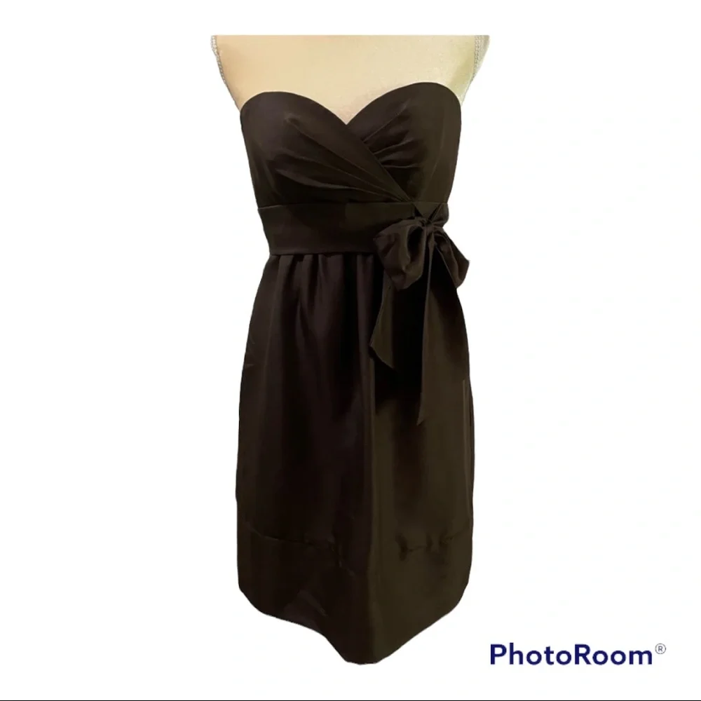 Jenny Yoo Brown Silk Shantung Strapless Dress Size 0‎
